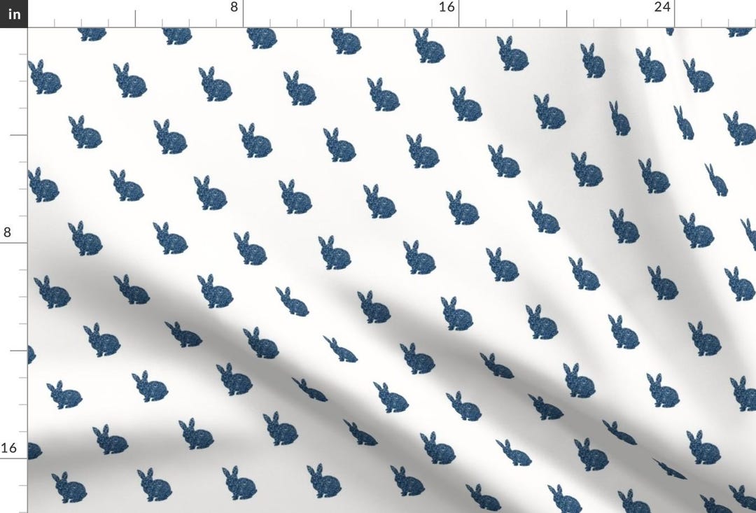 Rabbit Fabric - Navy Blue Bunnies by Mint Peony - Bunny Rabbit Easter ...