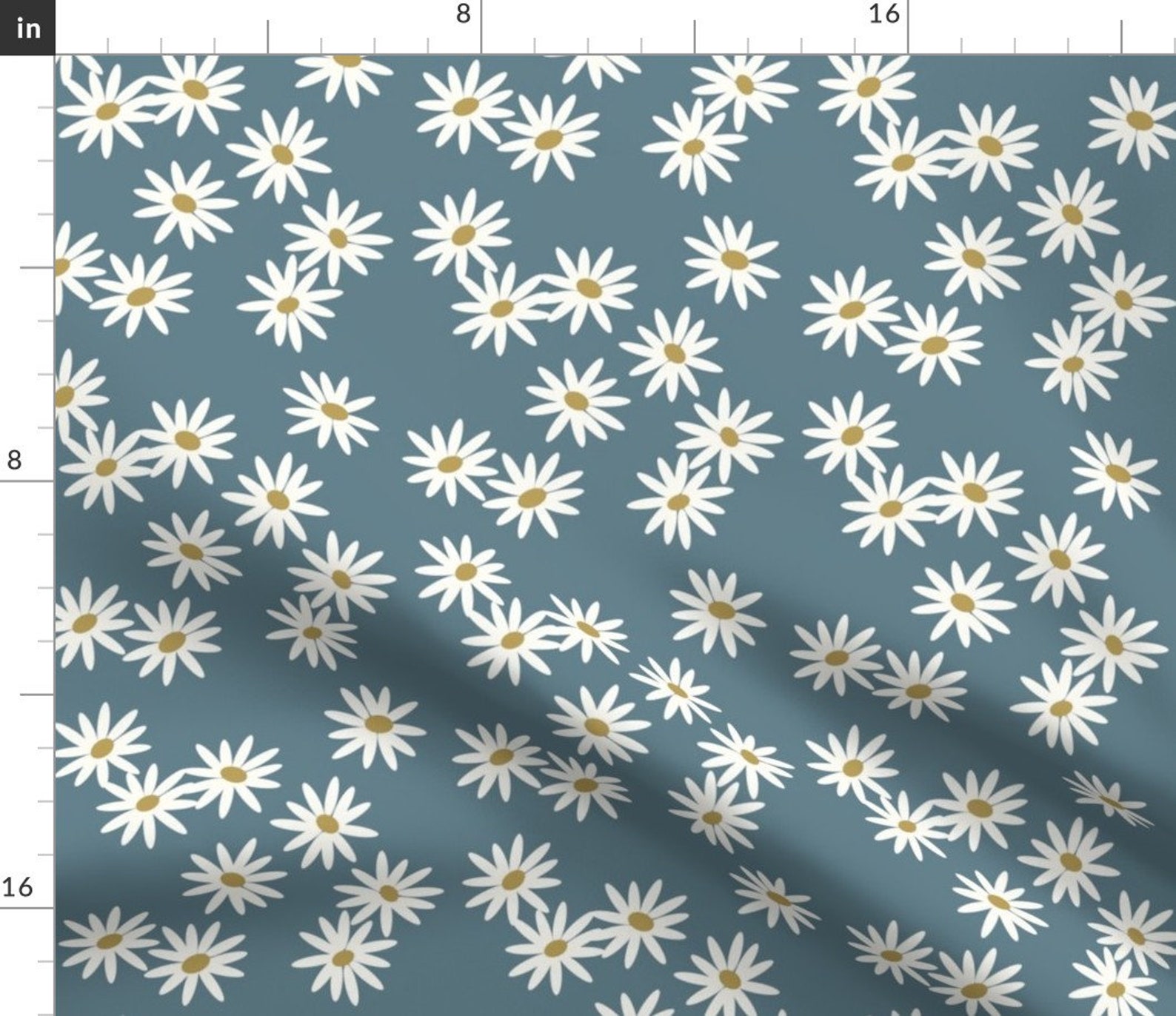 Daisies Fabric Daisies Floral Blue By Sunny Afternoon Blue Etsy