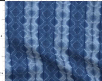 Indigo Triangle Fabric - Shibori 12 By Jillbyers - Abstract Indigo Diamond Cotton Fabric By The Yard With Spoonflower