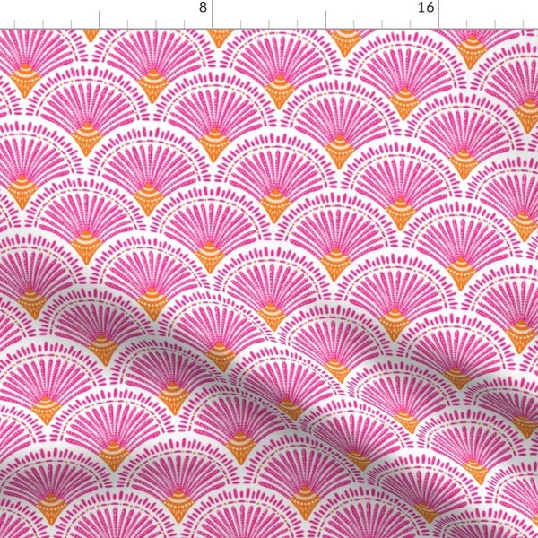 Hot Pink Arches Fabric - Happy Boho Deco by aliceandida - Orange Geometric Abstract Colorful  Fabric by the Yard by Spoonflower