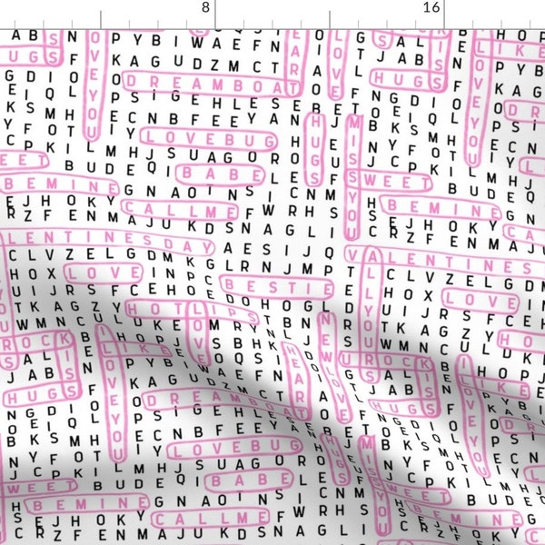 Love Crossword Fabric - Valentine Word Search Love Crossword Valentines Day By Charlottewinter - Cotton Fabric by the Yard with Spoonflower