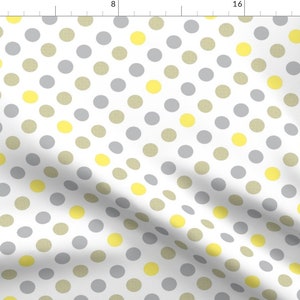 Polka Dot Gray And Yellow Fabric - Polka Dot Charm Yellow And Gray By Karenharveycox - Polka Cotton Fabric By The Yard With Spoonflower