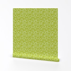 Leaves Wallpaper - Leafyrific-Lime On Chartreuse By Groovity - Green Custom Printed Removable Self Adhesive Wallpaper Roll by Spoonflower