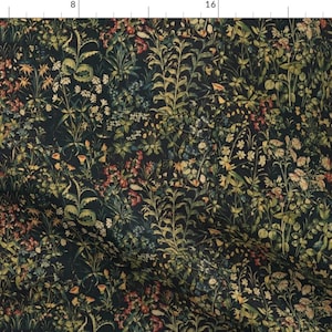 Floral Fabric - The Unicorn Floral Tapestry  by peacoquettedesigns -  Medieval Antique Spring Garden  Fabric by the Yard by Spoonflower