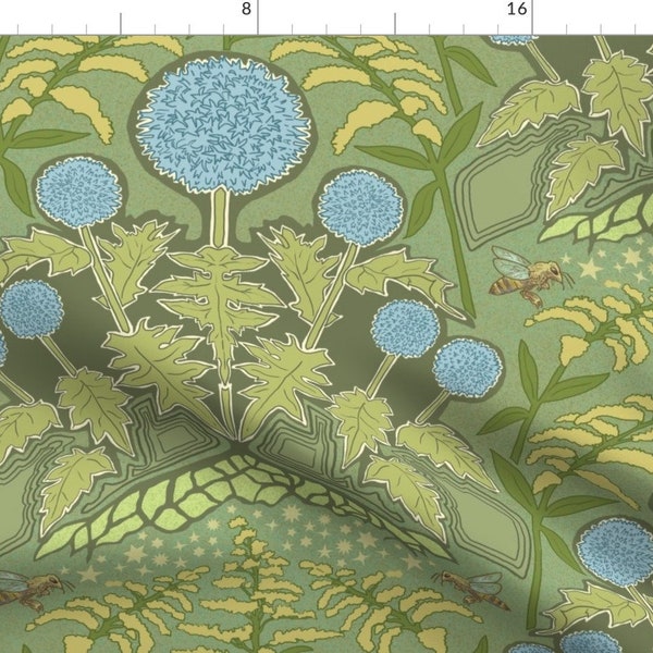 Art Nouveau Fabric - Art Nouveau Thistle by vinpauld - Ornate Victorian Flower Garden Floral Botanical Fabric by the Yard by Spoonflower