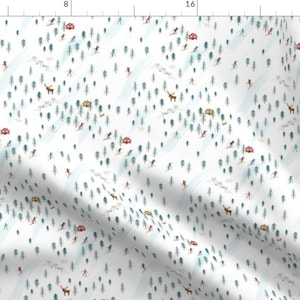 Alpine Skiing Fabric - Alpine Ski Slopes by charladraws - Woodland Winter Snow Skiing Ski Lodge Ski Slopes Fabric by the Yard by Spoonflower
