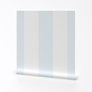 Stripe Peel and Stick Wallpaper - Soft Colors Pastel Blue Wide Large Stripe - Removable Wall Decor Art - Pale Blue And White by ellencarroll image 2