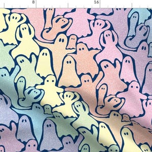 Rainbow Halloween Fabric - Rainbow Ghosts By Ewingklipspringer - Pastel Colorful Ghastly Monsters Cotton Fabric By The Yard With Spoonflower