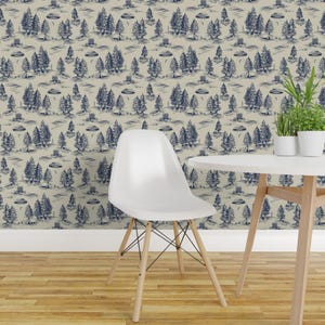 Alien Wallpaper - Blue Alien Abduction Toile By Somecallmebeth - Small Scale Blue Removable Self Adhesive Wallpaper Roll by Spoonflower