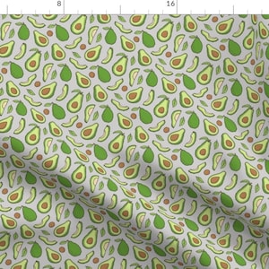 Scattered Avocados Fabric - Avocado Fabric On Grey Smaller By Caja Design- Vegetable Fruit Health Cotton Fabric By The Yard With Spoonflower