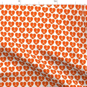 Leukemia Fabric - Ribbons In Hearts Orange By Themadcraftduckie - Leukemia Cotton Fabric By The Yard With Spoonflower