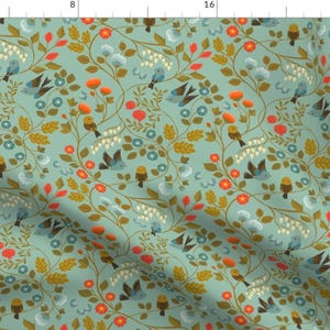 Modern Chinoiserie Fabric - Bird Chinoiserie by ceciliamok - William Morris Style Pomegranates Blue Birds  Fabric by the Yard by Spoonflower