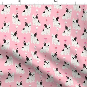 French Bulldog Fabric - Frenchie Quilt French Bulldog Pink And Gray Nursery By Charlottewinter - Cotton Fabric By The Yard With Spoonflower