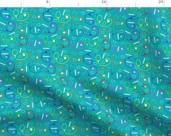 Medical Theme Fabric - Nurse Medical Theme Teal By Hot4tees Bg- Medical Theme Nurser Love Science Cotton Fabric By The Yard With Spoonflower