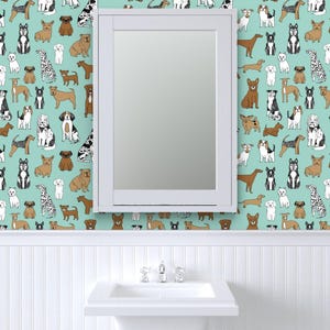 Papel pintado de perros - Estampado de razas de perros Mint Pets de Andrea Lauren - Rollo de papel pintado autoadhesivo removible con estampado personalizado de mascotas de Spoonflower imagen 8