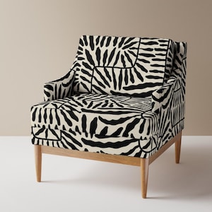 Tessuto per tappezzeria moderno con motivo botanico - Foglia astratta nera di eti_enne - Tessuto geometrico con foglia nera, crema e avorio tagliato su misura con Spoonflower immagine 7