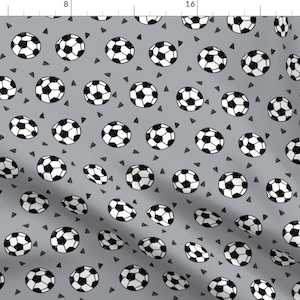 Soccer Balls Fabric - Soccer Fabric // Grey Soccer Football Fabric Boys Sports By Andrea Lauren - Cotton Fabric By The Yard With Spoonflower