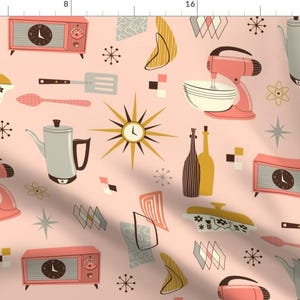 Mid Century Kitchen Fabric - Atomic Kitchen by ruby_ritz - Retro Kitchen 1950s Kitchen Mod Kitchen Fabric by the Yard by Spoonflower