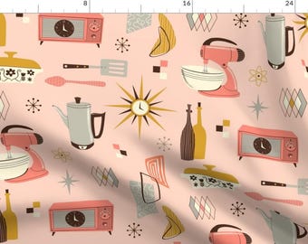 Mid Century Kitchen Fabric - Atomic Kitchen by ruby_ritz - Retro Kitchen 1950s Kitchen Mod Kitchen Fabric by the Yard by Spoonflower