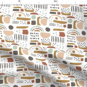 Abstract Fabric - Blobby Shapes By Francesandtheo- Muted Mint Rust Pink Mustard Modern Home Decor Cotton Fabric by the Yard with Spoonflower