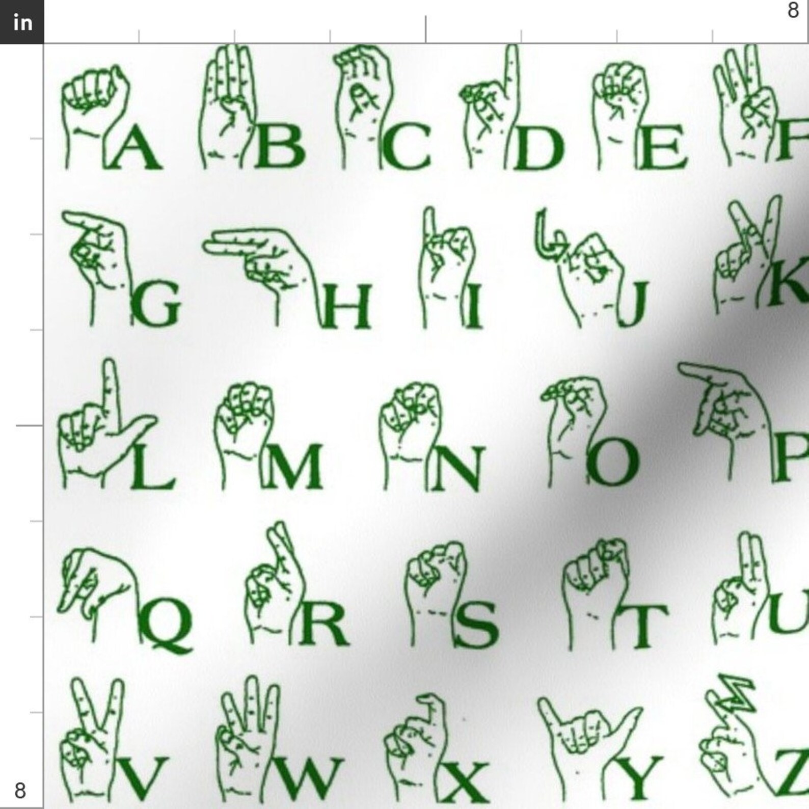 Green Alphabet Fabric Sign Language Alphabet // Green By Etsy