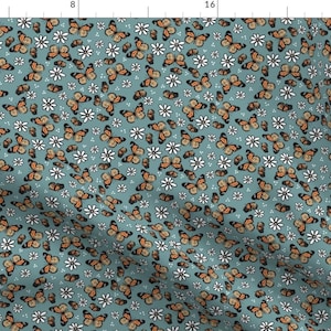 Butterfly Fabric - Butterflies And Daisies by brittanyfrostdesigns - Floral Daisies Monarch Butterfly Fabric by the Yard by Spoonflower