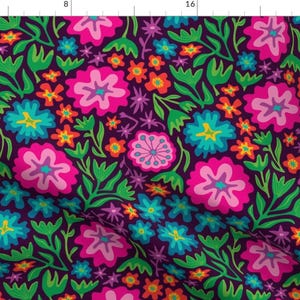 Floral Fabric - 70s Mexican-Inspired Floral Botanical By Unblinkstudio-By-Jackietahara - Retro Cotton Fabric By The Yard With Spoonflower 