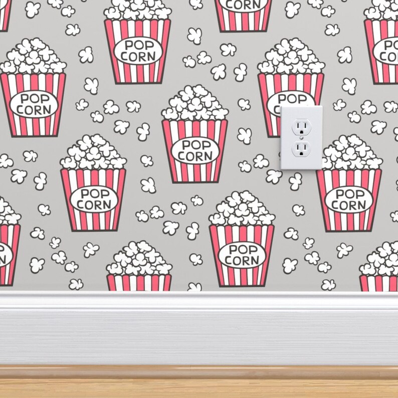Popcorn Wallpaper Popcorn on Light Grey by Caja Design | Etsy