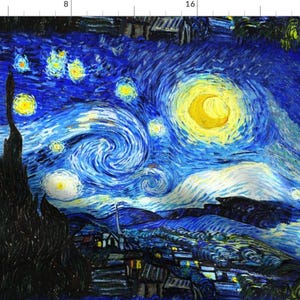 Stars Fabric - Starry Night by elladorine -  Night Van Gogh Starry Gogh Starry Night  Fabric by the Yard by Spoonflower