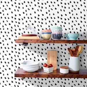 Spots Wallpaper Large Painted Black Dot White By Weegallery Neutral Custom Printed Removable Self Adhesive Wallpaper Roll by Spoonflower image 10
