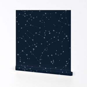 Zodiac Wallpaper - Astrology Constellations By Eleventy-Five - Stars Custom Printed Removable Self Adhesive Wallpaper Roll by Spoonflower