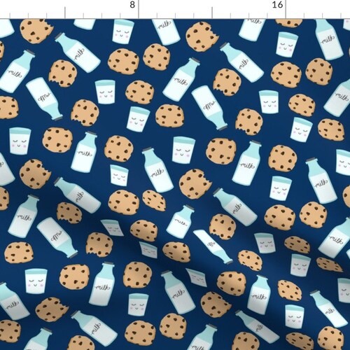 Milk Fabric Milk and Cookies on Light Grey by Caja Design Etsy