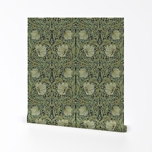 « Papier peint amovible autocollant victorien - édouardien vert sauge - décoration murale art mural - petit mouron vieilli » par peacoquettedesigns