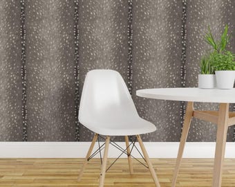 Deer Wallpaper - Deer Hide By Willowlanetextiles - Antelope Axis Neutral Chic Spotted Removable Self Adhesive Wallpaper Roll by Spoonflower