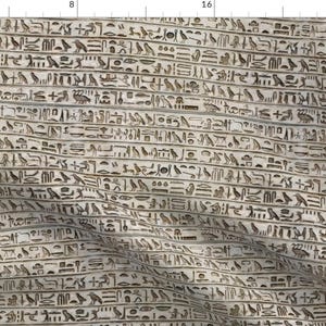 Ancient Hieroglyphics Fabric - Hieroglyph Umber Brown Stripes By Wren Leyland - Old Vintage Egypt Cotton Fabric By The Yard With Spoonflower