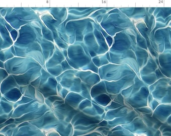 May include: Abstract painting depicting rippling water in shades of blue and white. The water appears to be moving and shimmering, creating a sense of depth and movement.