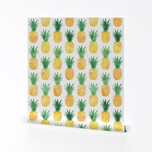 Ananas Tapete - Aquarell Ananas Von Littlepfeildesign - Ananas Individuell bedruckte entfernbare Tapetenrolle von Spoonflower