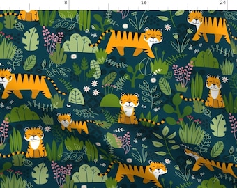 Tiger Fabric - Tiger, Tiger By Jenimp - Tiger Endangered Species Animals Jungle Big Cat Wildlife Cotton Fabric By The Yard With Spoonflower