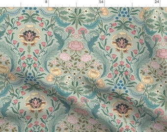 Arts And Crafts Fabric - Victorian Era Floral by misentangledvision - Victorian Floral Vintage Rose Damask Fabric by the Yard by Spoonflower