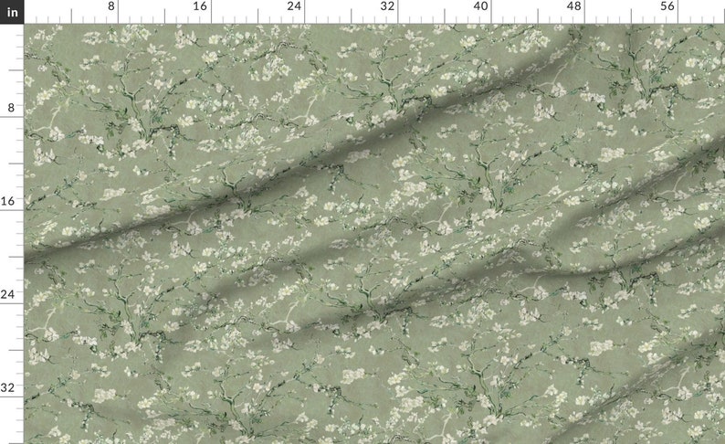 Sage Green Cotton Fabric by the Yard - Floral Checkerboard Coordinate ...