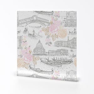 Papel de parede Venice Toile - Toile De Venezia por Helenpdesigns - Rolo de papel de parede autoadesivo removível com impressão personalizada Toile por Spoonflower