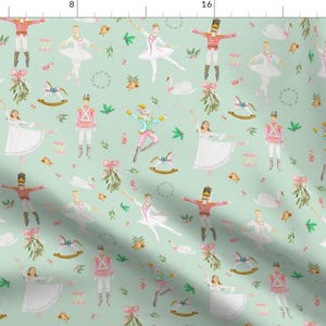 Toy Soldier Green Dancers Fabric - Nutcracker Ballet Aqua By Paintedparade - Toy Soldier Cotton Fabric By The Yard With Spoonflower