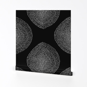 Abnehmbare schwarz-weiße Tapete zum Abziehen und Aufkleben - Große moderne abstrakte Tapete - Wandkunst-Wanddekor - Jumbo Boho Drop von juliaschumacher