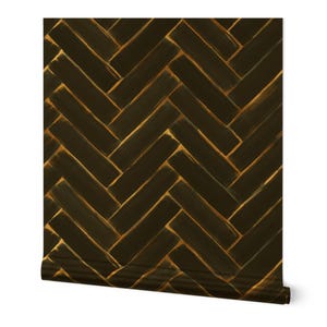 Art Deco Chevron Gold or Silver Metallic Wallpaper - Black Herringbone by paisleyanddot_llc - Glam Black Gold Wallpaper Roll by Spoonflower
