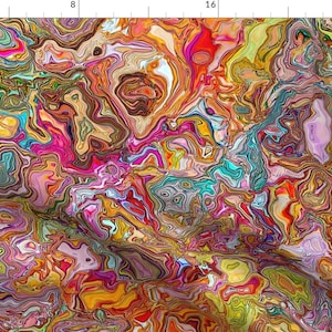 Topographic Terrain Fabric - Terrain By Keweenawchris - Psychedelic Rainbow Abstract Swirls Cotton Fabric By The Yard With Spoonflower