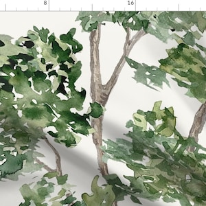 Watercolor Forest Fabric - Watercolor Leaves by danika_herrick - Scenic Landscape Woodland Mural Fabric by the Yard by Spoonflower