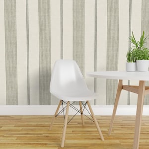 Papel pintado autoadhesivo de rayas verde salvia - Estilo rústico moderno - Decoración de pared removible - Verde salvia sobre crema de littlearrowdecor