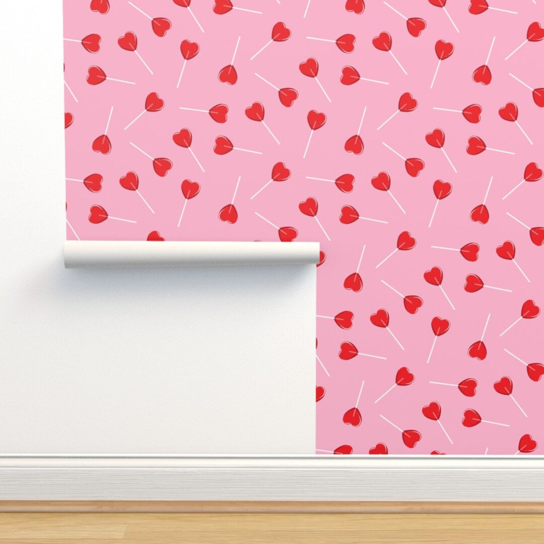 Hearts Wallpaper Heart Shaped Lollipops by Littlearrowdesign - Etsy