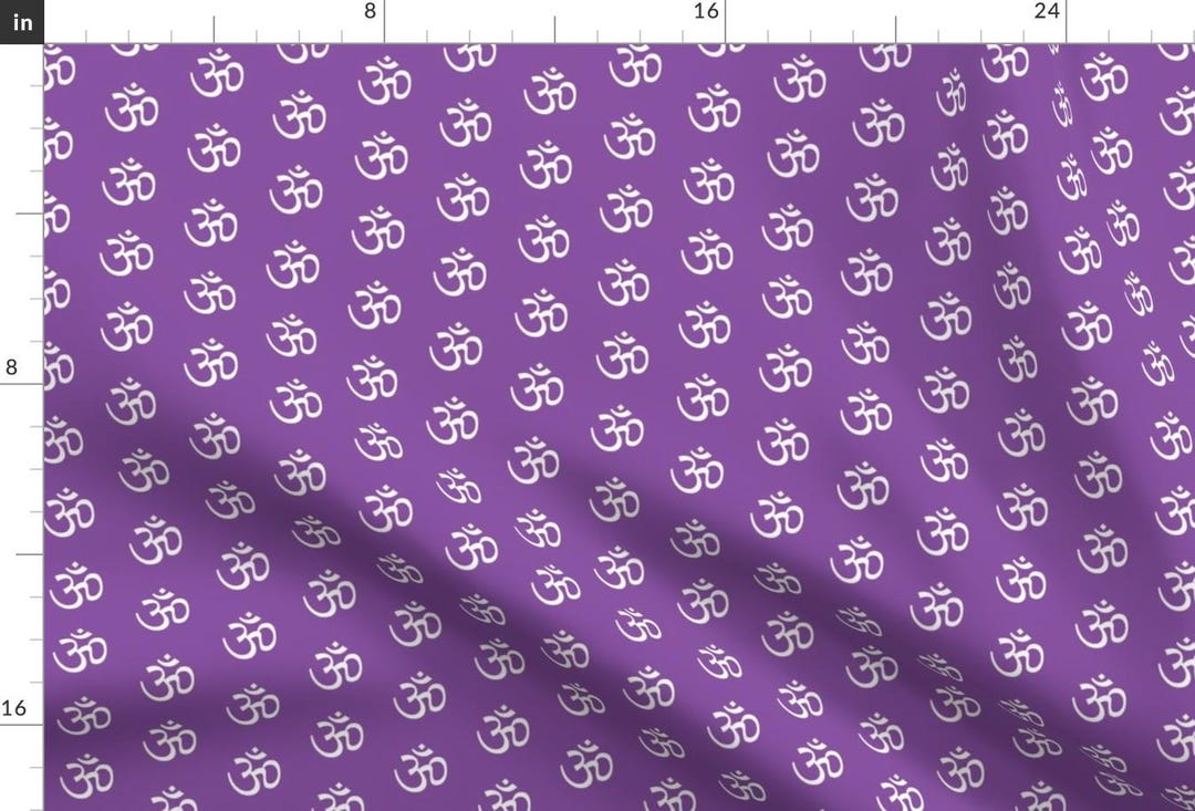 India Fabric Ohm Purple by Khaus India Om Hindi Yoga Trendy