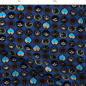 Aviation Fabric - Flight Deck (Navy) Deep Blue Airplane Dials Pilot Fly Air By Robyriker - Cotton Fabric By The Yard With Spoonflower